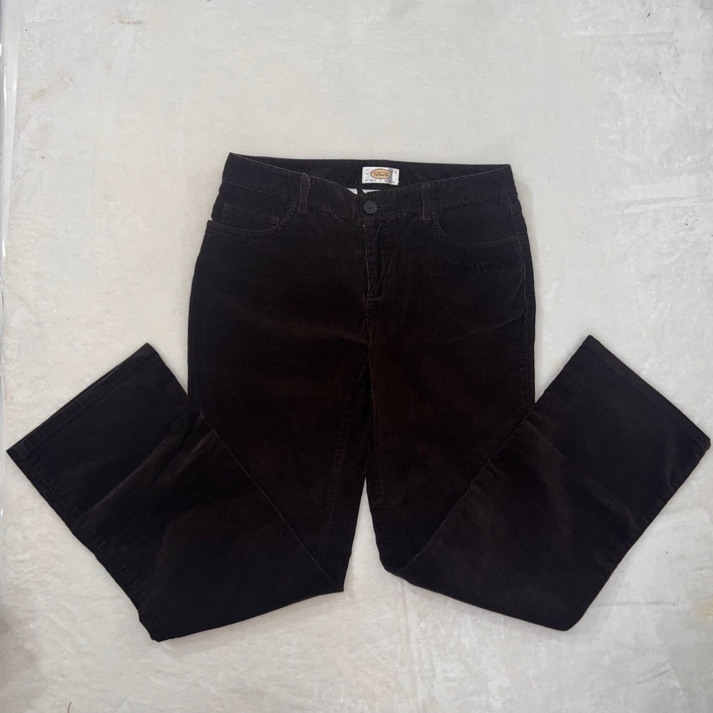 Talbots Corduroy Pants Women 6P Brown Stretch Flare Classic Petites Fall Winter